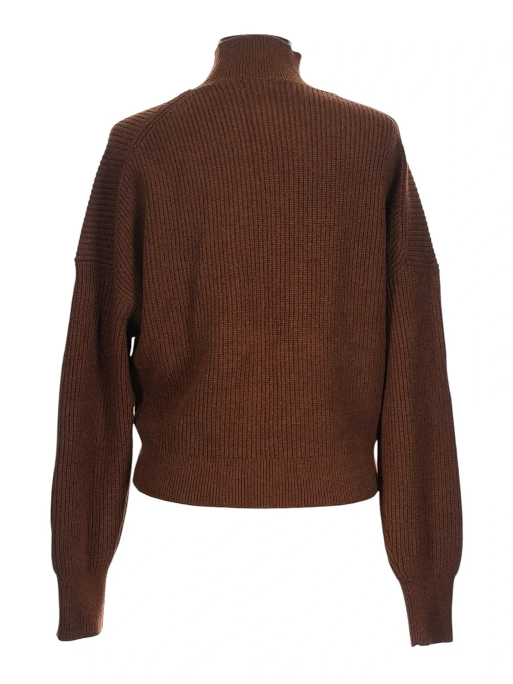 J. Crew Ribbed Turtleneck Sweater in Stretch Yarn Size L Brown Cropped Casual